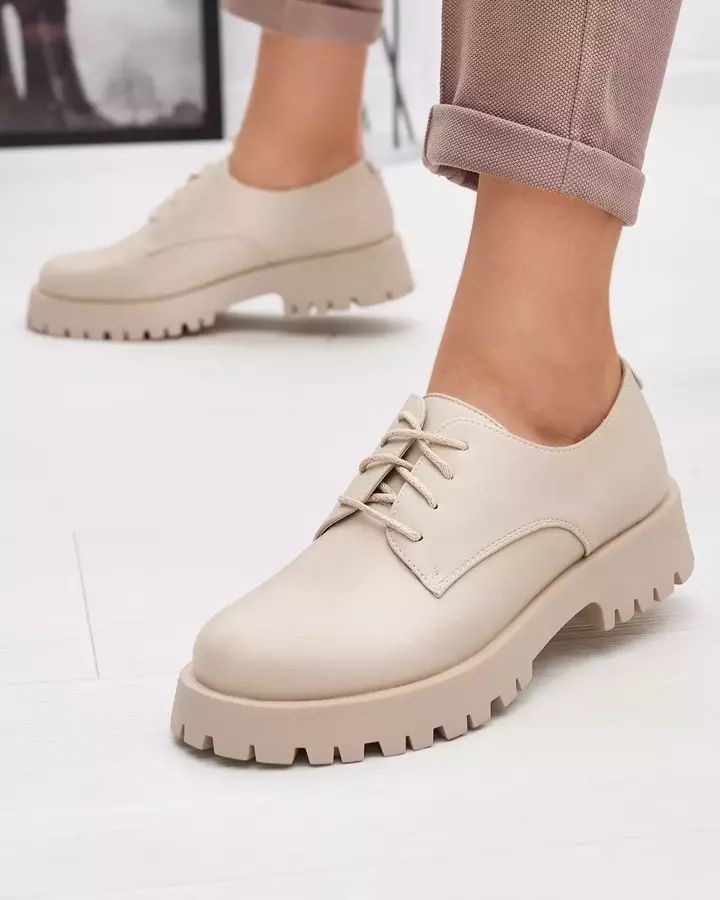 Beige Damen-Schnürschuhe mit dicker Sohle Wegaza - Footwear