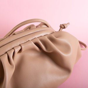 Beige Rüschen-Umhängetasche für Damen - Handtaschen