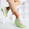 Beige Sportschuhe für Damen auf einer dicken Plattform mit Savss-Neoneinsätzen - Schuhe