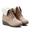 Beige boots with a sheepskin wedge Osen - Shoes
