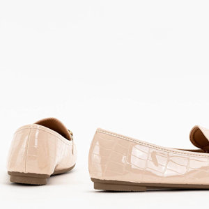 Beige lackierte Damen-Slipper mit Cerilla-Prägung - Schuhe