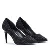 Black pumps with decorative zircons on the heel Cyrina - Footwear