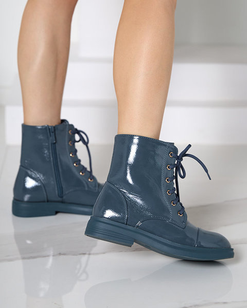 Blau lackierte Schnürstiefeletten für Damen von Lotis - Schuhe