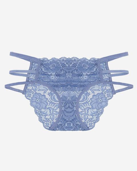 Blau-violetter Spitzenslip mit Streifen für Damen - Unterwäsche