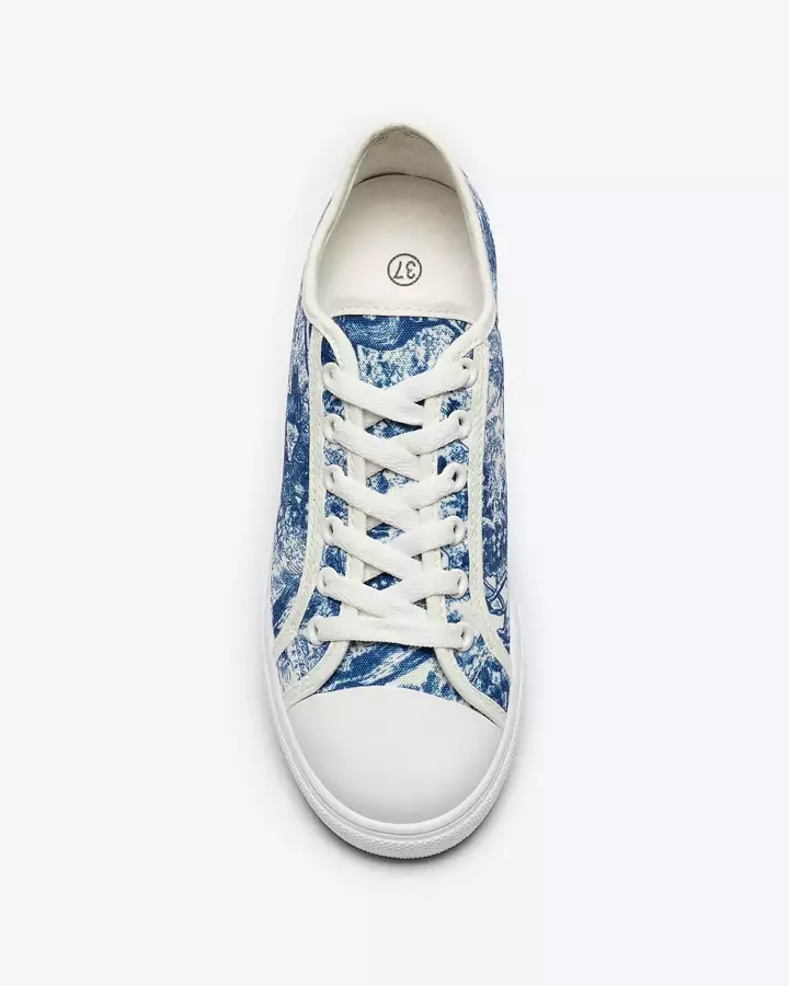 Blau-weiße Damen-Tennisschuhe mit Print Denoll- Footwear