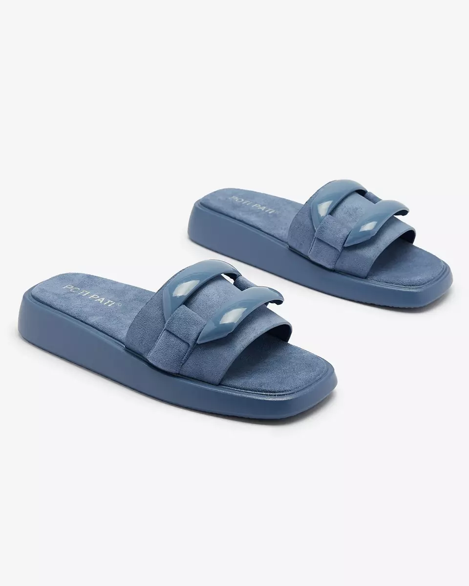 Blaue Damen-Flip-Flops aus Öko-Wildleder Omve - Schuhe
