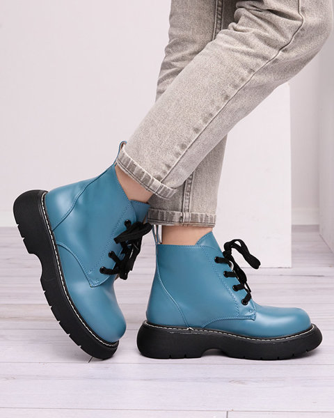 Blaue Damen-Schnürstiefel mit fester Sohle Ekira - Footwear