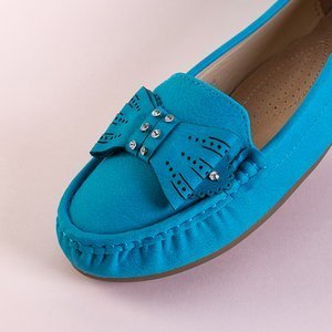 Blaue Damenhalbschuhe mit Linari-Schleife - Schuhe