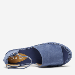 Blaue Damensandalen auf der Ponera-Plattform - Schuhe