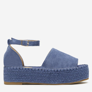 Blaue Damensandalen auf der Ponera-Plattform - Schuhe