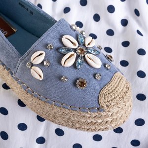 Blaue Espadrilles für Frauen mit Loranda-Dekoration - Schuhe