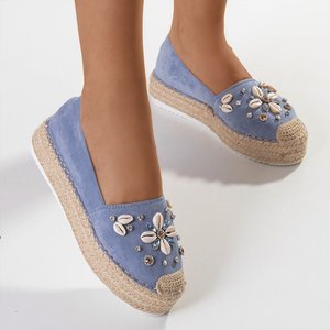 Blaue Espadrilles für Frauen mit Loranda-Dekoration - Schuhe
