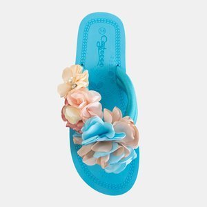 Blaue Flip-Flops mit dekorativen Blumen Flores - Schuhe
