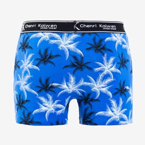 Blaue Herren-Boxershorts mit Blumendruck - Unterwäsche