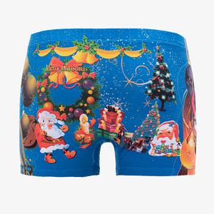 Blaue Herren Boxershorts mit Weihnachtsdruck - Unterwäsche