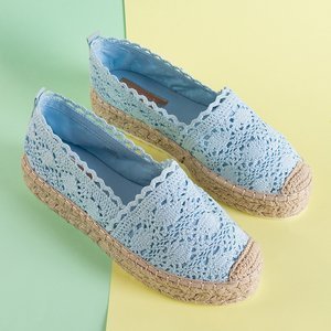 Blaue durchbrochene Espadrilles für Damen auf der Abraf-Plattform - Schuhe
