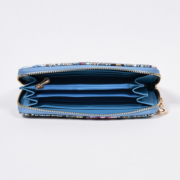 Blaue große Damengeldbörse mit modischem Muster - Accessoires