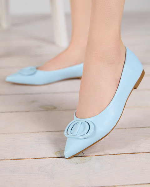 Blaue, spitze Ballerinas für Damen mit einem Ornament an der Spitze Manico - Footwear