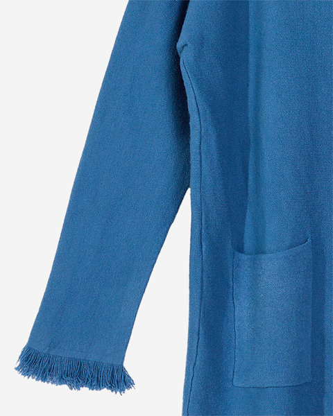 Blauer Damen-Tunika-Pullover mit Fransen - Kleidung