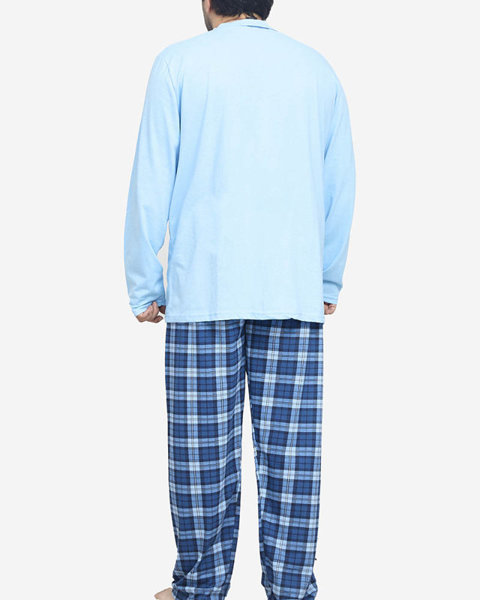 Blauer Herren-Schlafanzug mit Knöpfen - Kleidung