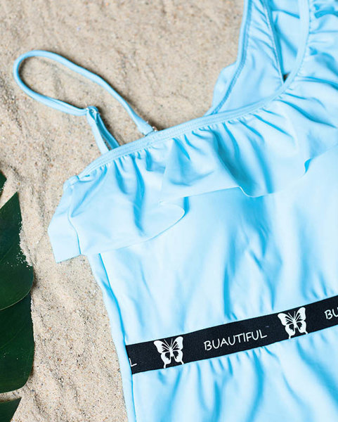 Blauer einteiliger Damen-Badeanzug mit Rüschen - Unterwäsche