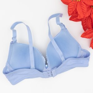 Blauer schlichter Damen-BH mit Spitzeneinsätzen - Unterwäsche