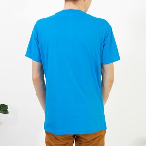 Blaues Baumwoll-Herren-T-Shirt mit Auto-Print - Kleidung