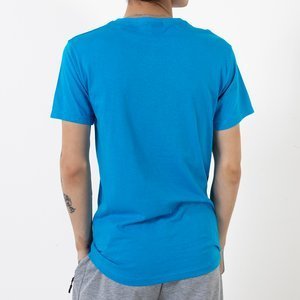 Blaues Baumwoll-T-Shirt für Herren mit Aufdruck - Kleidung