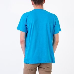 Blaues Herren-Baumwoll-T-Shirt - Kleidung