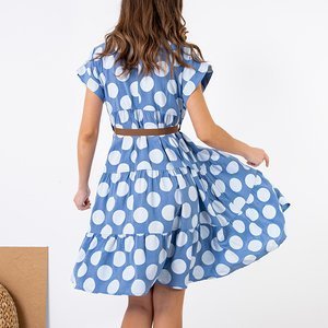 Blaues Tupfenkleid für Damen - Kleidung