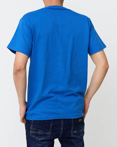 Blaues bedrucktes T-Shirt für Herren - Kleidung