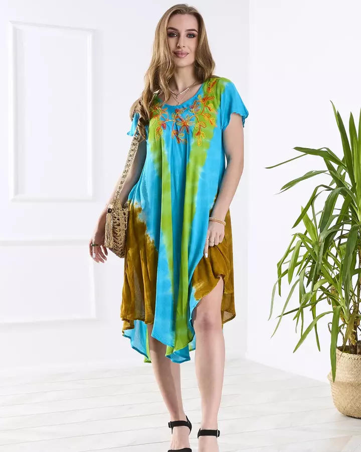 Blaugrünes Damen Strandkleid Narzutka- Kleidung
