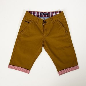 Braune Shorts für Herren mit roten Einsätzen - Kleidung