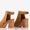 Braune durchbrochene Damensandalen auf einem höheren Meamoss-Pfosten - Schuhe 1