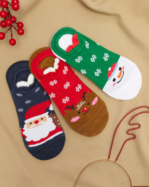 Bunte Damen-Fußsocken mit Weihnachtsdruck 3er-Pack - Unterwäsche