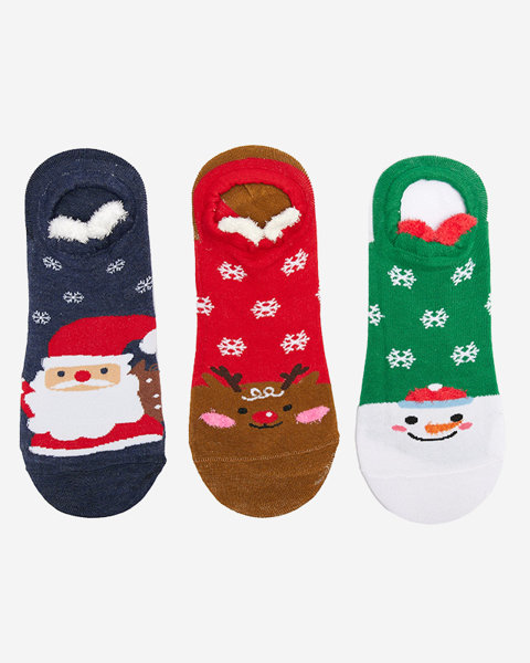 Bunte Damen-Fußsocken mit Weihnachtsdruck 3er-Pack - Unterwäsche