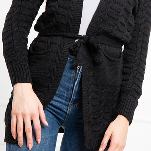 Damen 'Black Knotted Cardigan mit Taschen - Bekleidung