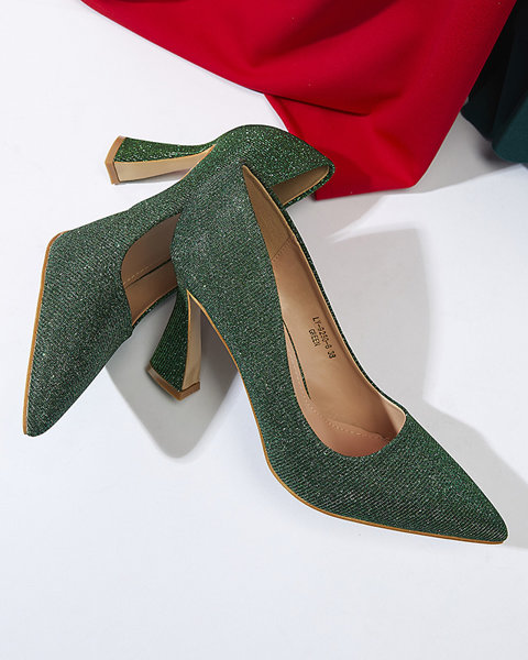 Damen Brokat-Pumps in grüner Farbe Bluskita - Schuhe
