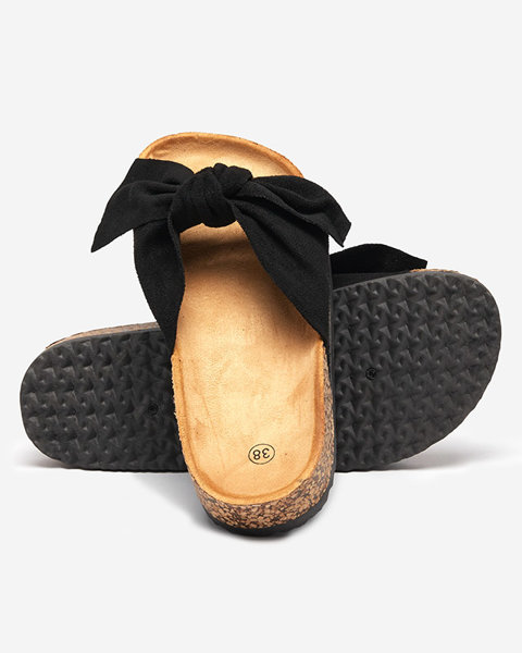 Damen Flip-Flops mit Schleife in schwarz Uttimi- Footwear