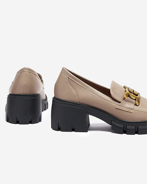 Damen Mokassins mit braunem Absatz und Ornament Juister - Footwear