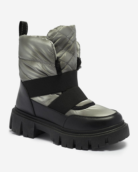 Damen-Schneestiefel auf flacher Sohle in schwarz-grau Ferory- Footwear