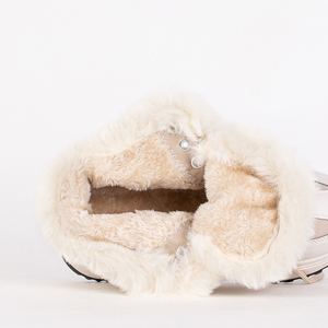 Damen Schneestiefel aus Kunstleder creme Qert- Footwear