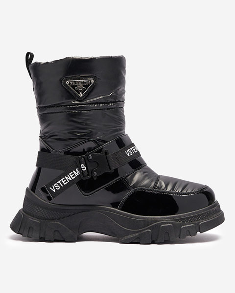 Damen-Schneestiefel mit flacher Sohle in Schwarz Genovty- Footwear