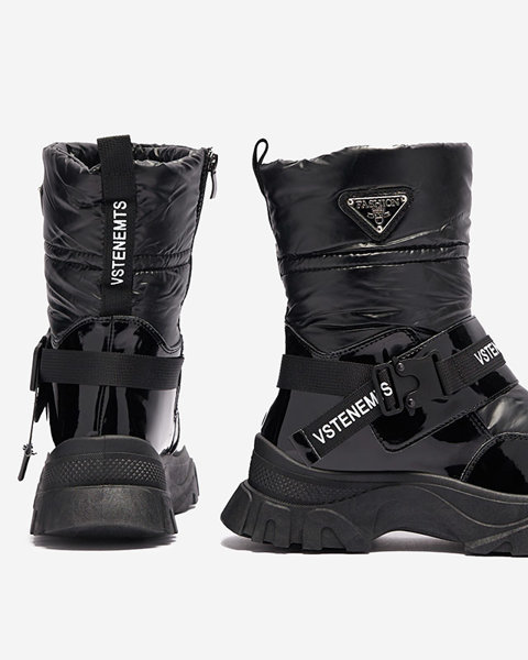 Damen-Schneestiefel mit flacher Sohle in Schwarz Genovty- Footwear