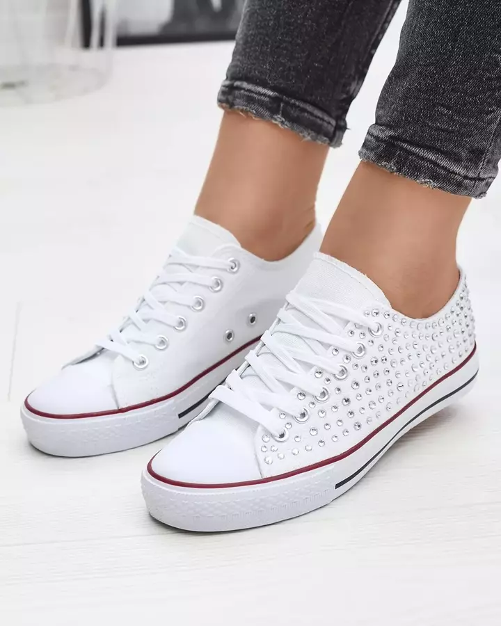 Damen-Sneaker mit farbigen Zirkonen in Weiß Amando- Footwear