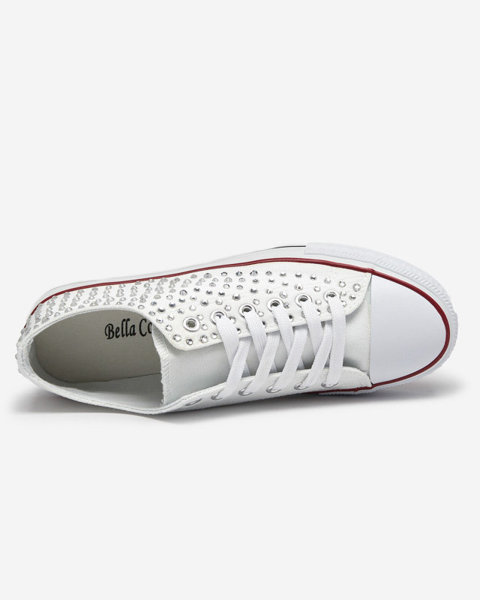 Damen-Sneaker mit farbigen Zirkonen in Weiß Amando- Footwear