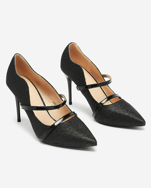 Damen Stiletto-Pumps in Schwarz mit Glitter Esleea - Schuhe