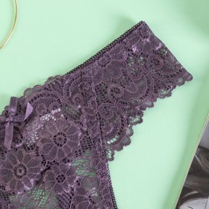 Damen-Tanga aus violetter Spitze - Unterwäsche