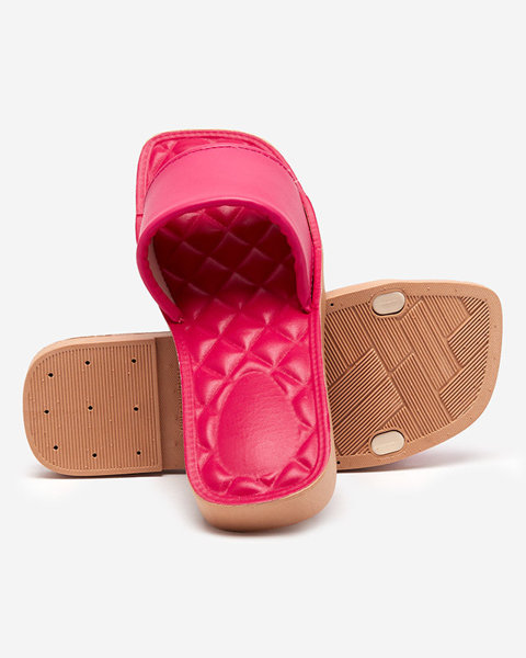 Damenhausschuhe aus fuchsiafarbenem Kunstleder mit gestepptem Parekis-Einsatz - Schuhe