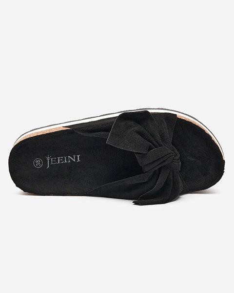 Damenhausschuhe mit Schleife in Schwarz Lunali- Footwear